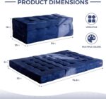 MAXYOYO Tri-Fold Mattress, 6 Inch Tufted Folding Mattress Full Foam Bed, Foldable Floor Mattress Guest Bed Mattress Topper Portable Camping Sleeping Bed with Corded Fabric, Navy, 53"x75" - Image 3