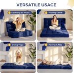 MAXYOYO Tri-Fold Mattress, 6 Inch Tufted Folding Mattress Full Foam Bed, Foldable Floor Mattress Guest Bed Mattress Topper Portable Camping Sleeping Bed with Corded Fabric, Navy, 53"x75" - Image 4