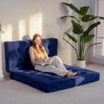 MAXYOYO Tri-Fold Mattress, 6 Inch Tufted Folding Mattress Full Foam Bed, Foldable Floor Mattress Guest Bed Mattress Topper Portable Camping Sleeping Bed with Corded Fabric, Navy, 53"x75" - Image 5