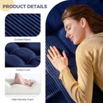 MAXYOYO Tri-Fold Mattress, 6 Inch Tufted Folding Mattress Full Foam Bed, Foldable Floor Mattress Guest Bed Mattress Topper Portable Camping Sleeping Bed with Corded Fabric, Navy, 53"x75" - Image 6