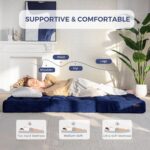 MAXYOYO Tri-Fold Mattress, 6 Inch Tufted Folding Mattress Full Foam Bed, Foldable Floor Mattress Guest Bed Mattress Topper Portable Camping Sleeping Bed with Corded Fabric, Navy, 53"x75" - Image 7