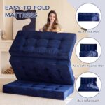 MAXYOYO Tri-Fold Mattress, 6 Inch Tufted Folding Mattress Full Foam Bed, Foldable Floor Mattress Guest Bed Mattress Topper Portable Camping Sleeping Bed with Corded Fabric, Navy, 53"x75" - Image 9