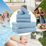 CASA COPENHAGEN Popcorn 6 Pieces Towel Set- Dusty Blue, 600 GSM 2 Bath Towel 2 Hand Towel 2 Washcloth, Designed in Denmark Made of Soft Egyptian Cotton for Bathroom, Kitchen & Shower - Image 5