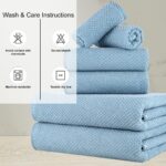CASA COPENHAGEN Popcorn 6 Pieces Towel Set- Dusty Blue, 600 GSM 2 Bath Towel 2 Hand Towel 2 Washcloth, Designed in Denmark Made of Soft Egyptian Cotton for Bathroom, Kitchen & Shower - Image 6