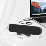 Computer Speakers for Desktop Pc, Monitor Speakers for Laptop,Pc Speakers with Loud Sound,Volume Control Easily Clamps to Monitors(USB-C to USB Adapter Included) (Black) - Image 7