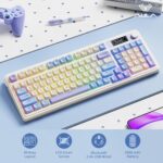 AULA S99 Pro Keyboard, Cute Creamy Gaming Keyboard with Number Pad Smart Screen, Tri-Mode Bluetooth/2.4G/USB-C Computer Keyboards, Media Knob Custom RGB Backlit Feel for MAC Xbox PC Gamer - Purple - Image 3