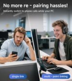 King Lucky B900 Hybrid Active Noise Cancelling Headphones, Wireless Over Ear Headphones, Bluetooth 5.4, Hi-Res Audio, Deep Bass, Comfortable Fit, with Mic, for Commuting, Travel, Home, Work, Black - Image 7