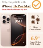 GVIEWIN for iPhone 16 Pro Max Case with Screen Protector & Camera Lens Protector, [Military Grade Protection] Clear Shockproof Slim Floral Phone Cover for Women Girls 6.9" (Zinnia/Purple) - Image 3