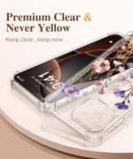 GVIEWIN for iPhone 16 Pro Max Case with Screen Protector & Camera Lens Protector, [Military Grade Protection] Clear Shockproof Slim Floral Phone Cover for Women Girls 6.9" (Zinnia/Purple) - Image 4