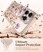 GVIEWIN for iPhone 16 Pro Max Case with Screen Protector & Camera Lens Protector, [Military Grade Protection] Clear Shockproof Slim Floral Phone Cover for Women Girls 6.9" (Zinnia/Purple) - Image 5