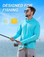 Men's Sun Protection Fishing Shirts UPF 50+ Lightweight Hoodie Long Sleeve UV SPF Hooded Shirts with Mask Rash Guard - Image 4