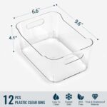 12 PACK Multi-Use Clear Plastic Storage Bins for Organizing w/ Labels - Home, Kitchen, Bathroom, Office, Pantry Cabinet Shelf Organizer Bins - SOHO Collection, RV, Fridge Organization Containers - Image 4