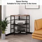 VEDECASA Corner Printer Stand Table with Power Outlet Charging Plugs USB Port Adjustable Storage Shelf Computer Tower CPU Stand Holder for Home Office (Brown) - Image 8