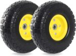 (2-Pack) 10-Inch Solid Rubber Tire Wheels - Replacement 4.10/3.50-4" Tires and Wheels Flat Free with 5/8" Axle Bore Hole Bearings, 2.17" Offset Hub -Perfect for Hand Truck, Wheelbarrow, Gorilla Carts - Image 2