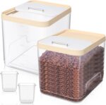 2 Pack Airtight Dog Food Storage Container, Up to 10 Lbs, Pet Cat Food Container Clear Storage Bin with Measuring and 2 Scoops for Dog Cat Bird and Other Pet - Image 2