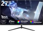 27 inch Gaming Monitor Full HD 1920x1080, 180Hz,1ms, Adaptive-Sync, HDR10,Eye-Care Technology,HDMI, DisplayPort, 3-Side Virtually Borderless Design,Support Wall Mount Install（100×100mm） - Image 2