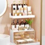 3 Drawers Makeup Organizer - 5 Tier Bathroom Organizers and Storage, Versatile Perfume Vanity Organizer, Ideal for Cosmetic, Large Skincare, Face Mask, Office Supplies, Amber - Image 2