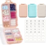 3 Pack, 14 GRIDS Travel Pill Organizer Box with Labels - Travel Medicine Case Kit - Pocket Daily Pharmacy Container - Travel Medication Holder Dispenser for Fish Oil Vitamin Supplement Storage - Image 2