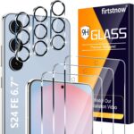 3 Pack Glass Screen Protector for Samsung Galaxy S24 FE [6.7 inch] + 3 Pack Camera Lens Protector, 9H Tempered Glass, Fingerprint Unlock, HD Clear Case Friendly Anti-Scratch - Image 2