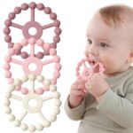 3 Pack Ring Teether Baby Infant Toys, Silicone Teething Ring Toys for Babies 0-6 Months, Seposeve Baby Teethers 6-12 Months 12-24 Months, Easy to Grasp Toy, Infant Teething Relief, Purple Pink White - Image 2