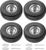 4 Pack 10" Solid PU Tires and Wheels, 4.10/3.50-4 Tire and Wheel Flat Free, Replacement Wheels for Garden Cart, Hand Truck, Wheelbarrows, etc - Image 2