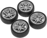 4Pcs Black Tires,48mm Simulation Rubber Wheel Tire Wheel Toy Model DIY RC Spare Parts Easy Installation Small in Size,Tire and Wheel Sets,Remote and App Controlled Vehicles and Parts,Wheels and Tires - Image 2