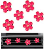 6PCS Car Air Vent Clip, Daisy Flower Car Scents Air Freshener Clip with 6 Fragrance Piece, Decorative Auto Air Conditioning Clip for Women Girl, Universal Car Accessories (Rose Red) - Image 2