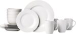 Amazon Basics 16-Piece Porcelain Kitchen Dinnerware Set with Plates, Bowls and Mugs, Service for 4 - White - Image 2