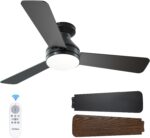 Amico Ceiling Fans with Lights, 42 inch Low Profile Ceiling Fan with Light and Remote Control, Flush Mount, Reversible, 3CCT, Dimmable, Noiseless, Black Ceiling Fan for Bedroom, Indoor/Outdoor Use - Image 2