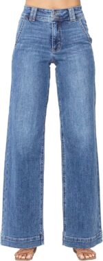Astylish Jeans for Women Wide Leg High Waisted Stretchy Straight Leg Jean Baggy Trendy 2025 Denim Pants with Slanted Pockets - Image 2