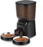 Automatic Cat Feeders for Two Cats, 5L/20 Cups Double Automatic Cat Food Dispenser with 2 Stainless Bowls, Timer Setting 20 Portions 6 Meals Per Day, 10s Meal Call, Pet Feeder for Dog (Black) - Image 2