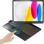 BABG TouchPad Keyboard Case for iPad 10th Generation&iPad 11th(A16,2025),iPad Air 11（M3,M2/iPad Pro 11 inch Keyboard&iPad Air 5th/Air 4th Keyboard, 360°Swivel,7 Use Modes,Rainbow Backlight- Black - Image 2