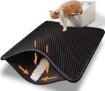 Cat Litter Mat 23"X17" Litter Box Mat, EVA Honeycomb Double Layer Design, Urine & Waterproof, Scatter Control Kitty Litter Mat, Less Waste, Easier To Clean,Washable, Black - Image 2