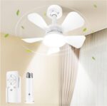 Ceiling Fans with Lights and Remote, Quiet Socket Fan Light with 5 Blades, 3 Color LED Dimmable, Low Profile Ceiling Fan with Light for Bedroom, Garage, Kitchen, Living Room, Patio - Image 2