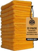 Chemical Guys MIC_506_12 Professional Grade Premium Microfiber Towels, Gold (16 Inch x 16 Inch) (Pack of 12) - Safe for Car Wash, Home Cleaning & Pet Drying Cloths - Image 2