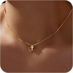 Cross Necklace for Women, Dainty14K Real Gold Silver Plated Cross Choker Pendant Jewelry Non Tarnish Waterproof Trendy Cute Simple Small Necklace Easter Christian Baptism Religious Faith Jewelry Gifts - Image 2