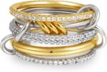 Dechooly Gold Stackable Rings for Women, 18K Gold Plated Cubic Zirconia Rings Spinelli Silver Gold Multi Ring Mixed Metals Stackable Ring Set for Women Non Tarnish - Image 2