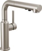 Delta Daneri Brushed Nickel Kitchen Faucet with Pull-Out Sprayer, Modern Single Hole Kitchen Sink Faucet, Single Handle, Stainless 16879-SS-DST - Image 2