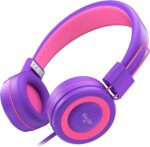 ELECDER i37 Kids Headphones for School Travel, Wired Headset with Foldable Corded Stereo Sound 3.5mm Jack On Ear Headphones for Kid Children Teens Boys Girls Smartphones Computer Kindle Tablet, Purple - Image 2