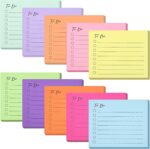 EOOUT 10 Pack Lined Sticky Notes, 3"x4", 500 Sheets, to Do List Notepad, Sticky Notes with Lines, to Do List Planner, Square Sticky Notes for Office, Meeting, School, Home - Image 2
