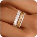 FUNEIA Stackable Gold Rings for Women Non Tarnish Chunky 14K Gold Plated Rings that Don't Tarnish Engagement Cubic Zirconia Ring Set Stack Dainty Pinky Wedding Bands Thumb Rings Gold Jewelry Size 6-11 - Image 2