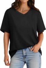 GAYHAY Womens V Neck T Shirts Oversized Loose Fit Short Sleeve Tops Casual Summer Vacation 2025 - Image 2