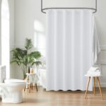 H HALSTON White Fabric Shower Curtain Hotel-Style Bathroom Decor, Water-Repellent, Machine Washable, 72x72 Inches, Elegant Spa-Inspired Look, Minimalist Modern Design - Image 2