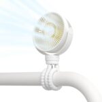 JISULIFE Battery Operated Portable Stroller Fan,4 Wind Speeds and 720° Adjustable Angle,USB Rechargeable Handheld Mini Fan,Octopus Clip Design for Crib, Golf Cart, Treadmill - White - Image 2