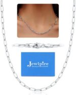 Jewlpire Italian Paperclip Chain Necklace for Women, 3mm 4mm 5mm Necklaces for Women Non Tarnish Women's Paperclip Chain Necklaces 16 18 20 22 24 26 Inch - Image 2
