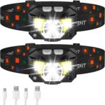LHKNL Headlamp Flashlight, Lumen Ultra-Light Bright LED Rechargeable Headlight with White Red Light, 2-Pack Waterproof Motion Sensor Head Lamp,8 Modes for Outdoor Camping Running Hiking Fishing - Image 2