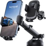 Lamicall Car Phone Holder Mount [3-in-1 Military-Grade Suction Cup] 360° Rotation Phone Holders for Your Car [Metal Hook] Cell Phone Car Mount Dashboard Vent Windshield for iPhone 16 All Smartphone - Image 2