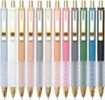 Linbsunne Ballpoint Pens Black Medium Point 1mm Pen with Super Soft Grip Ball Point Pen for Men Women Retractable Pens (gold-12 pcs) - Image 2