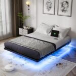OLEVS Floating Bed Frame Full Size with Smart LED Lights and Charging Station - Modern Metal Platform Bed, Easy Assembly No Box Spring Needed - Image 2