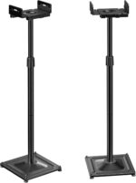 PERLESMITH Universal Speaker Stands for Surround Sound -Height Adjustable Extend 33.3”to 45.1”, Floor Speaker Stand for Satellite & Studio & Bookshelf Speakers up to 11LBS,1 Pair Black, PSSS2 - Image 2